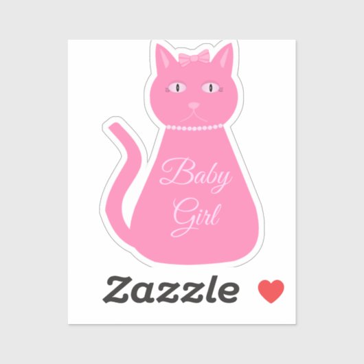 Hübsch Pink Baby Girl Cat Custom Aufkleber (Blatt)