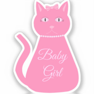 Hübsch Pink Baby Girl Cat Custom Aufkleber