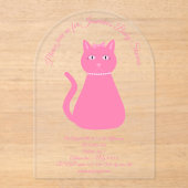 Hübsch Pink Baby Girl Cat Custom Baby Dusche Acryleinladungen (Vorderseite)