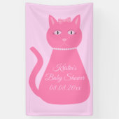 Hübsch Pink Baby Girl Cat Custom Baby Dusche Banner (Vertikal)