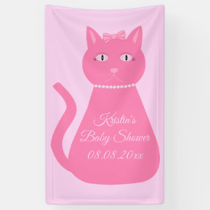Hübsch Pink Baby Girl Cat Custom Baby Dusche Banner