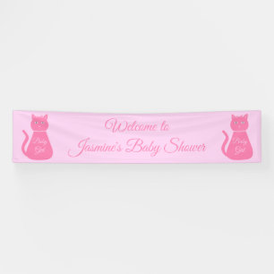 Hübsch Pink Baby Girl Cat Custom Baby Dusche Banner