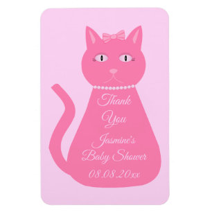 Hübsch Pink Baby Girl Cat Custom Baby Dusche Magnet