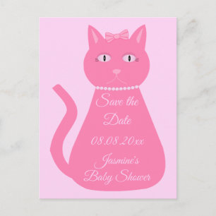 Hübsch Pink Baby Girl Cat Custom Baby Dusche Postkarte