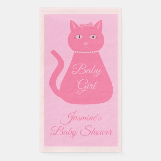 Hübsch Pink Baby Girl Cat Custom Baby Dusche Serviette (Vorderseite)
