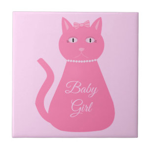 Hübsch Pink Baby Girl Cat Custom Fliese