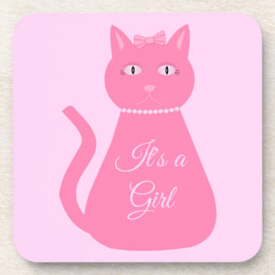 Hübsch Pink Baby Girl Cat Custom Getränkeuntersetzer