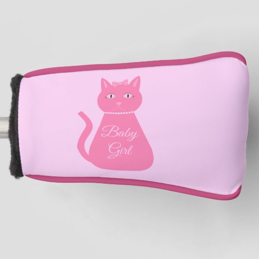 Hübsch Pink Baby Girl Cat Custom Golf Headcover (Vorderseite)