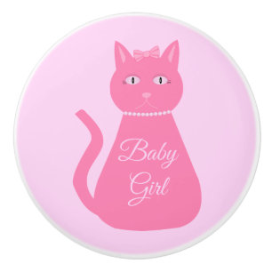 Hübsch Pink Baby Girl Cat Custom Kinderzimmer Keramikknauf