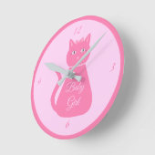 Hübsch Pink Baby Girl Cat Custom Kinderzimmer Runde Wanduhr (Winkel)