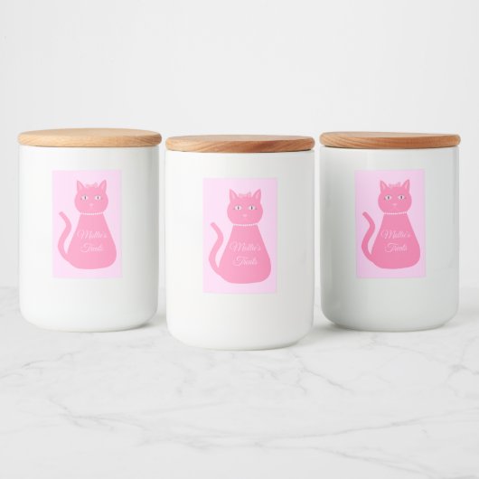 Hübsch Pink Baby Girl Cat Custom Pet Leckerei Jar Lebensmitteletikett (Flaschen)