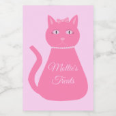 Hübsch Pink Baby Girl Cat Custom Pet Leckerei Jar Lebensmitteletikett (Einzelnes Label)