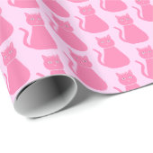 Hübsch Pink Baby Girl Cat Gemustert Geschenkpapier (Rolleneckpunkt)
