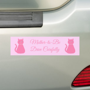 Hübsch Pink Baby Girl Cat Prägnant Custom Autoaufkleber