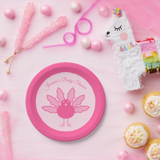 Hübsch Pink Baby Girl Erntedank Türkei Custom Pappteller (Party)