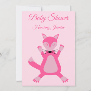 Hübsch Pink Baby Girl Fox Custom Baby Dusche Einladung