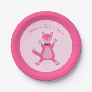 Hübsch Pink Baby Girl Fox Custom Baby Dusche Pappteller
