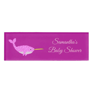 Hübsch Pink Baby Girl Narwhal Baby Dusche nach Maß Namenschild