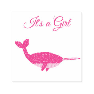 Hübsch Pink Baby Girl Narwhal Baby Dusche nach Maß Permastempel
