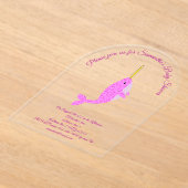 Hübsch Pink Baby Girl Narwhal Custom Baby Dusche Acryleinladungen (Ablage )