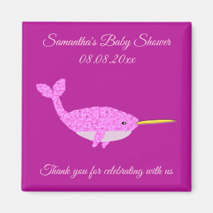Hübsch Pink Baby Girl Narwhal Custom Baby Dusche Magnet