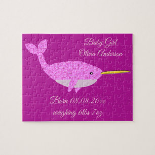 Hübsch Pink Baby Girl Narwhal Custom New Baby Puzzle