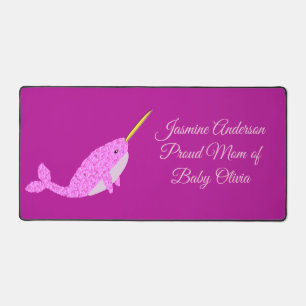 Hübsch Pink Baby Girl Narwhal Custom Schreibtischunterlage
