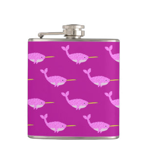 Hübsch Pink Baby Girl Narwhal Gemustert Flachmann
