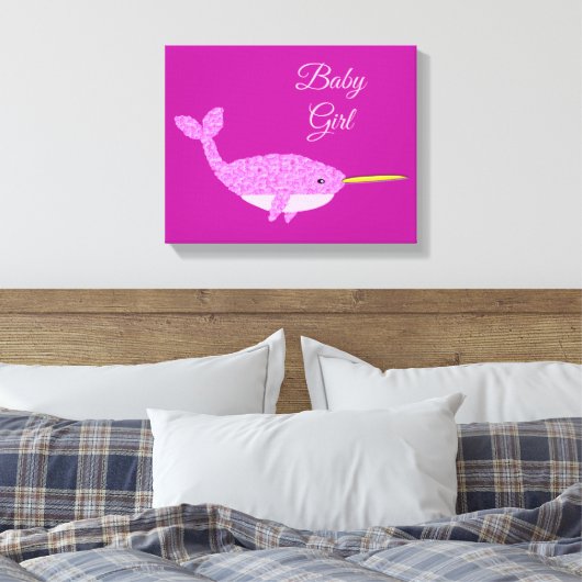 Hübsch Pink Baby Girl Narwhal Kinderzimmer Room Cu Leinwanddruck (Insitu (Schlafzimmer))