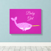 Hübsch Pink Baby Girl Narwhal Kinderzimmer Room Cu Leinwanddruck (Insitu (Holzboden))