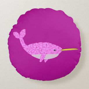 Hübsch Pink Baby Girl Narwhal Rundes Kissen