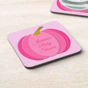 Hübsch Pink Baby Girl Pumpkin Custom Baby Dusche Getränkeuntersetzer