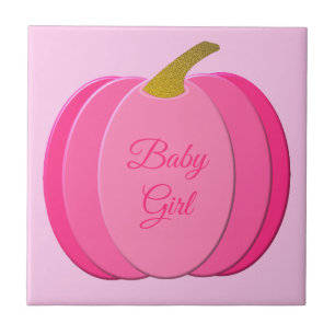 Hübsch Pink Baby Girl Pumpkin Custom Fliese