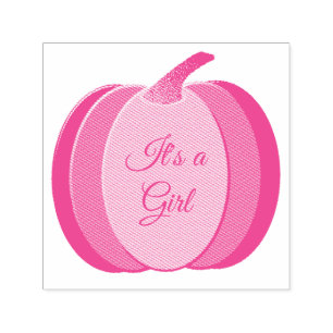 Hübsch Pink Baby Girl Pumpkin Custom Gender Reveal Permastempel