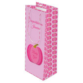 Hübsch Pink Baby Girl Pumpkin Custom New Baby Geschenktüte Für Weinflaschen (Vorderseite Schrägansicht)