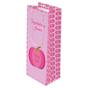 Hübsch Pink Baby Girl Pumpkin Custom New Baby Geschenktüte Für Weinflaschen