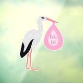 Hübsch Pink Baby Girl Stork Baby Dusche Fensteraufkleber (Blatt 3)