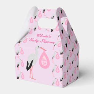Hübsch Pink Baby Girl Stork Baby Dusche nach Maß Geschenkschachtel