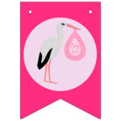 Hübsch Pink Baby Girl Stork Baby Dusche Wimpelkette (Zweite Fahne)