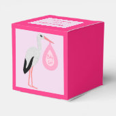 Hübsch Pink Baby Girl Stork Custom Baby Dusche Geschenkschachtel (Rückseite)