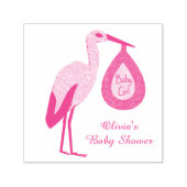 Hübsch Pink Baby Girl Stork Custom Baby Dusche Permastempel (Design)