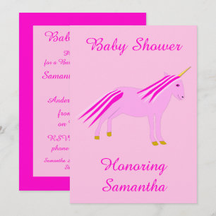 Hübsch Pink Baby Girl Unicorn Custom Baby Dusche Einladung