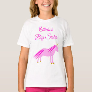 Hübsch Pink Baby Girl Unicorn Custom Big Sister T-Shirt
