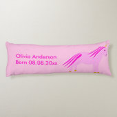 Hübsch Pink Baby Girl Unicorn Custom Birth Seitenschläferkissen (Rückseite)