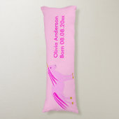 Hübsch Pink Baby Girl Unicorn Custom Birth Seitenschläferkissen (Vorderseite Vertikal)