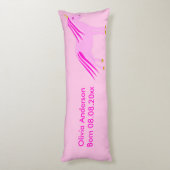 Hübsch Pink Baby Girl Unicorn Custom Birth Seitenschläferkissen (Rückseite (Vertikal))