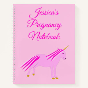 Hübsch Pink Baby Girl Unicorn Custom Pregnancy Notizblock