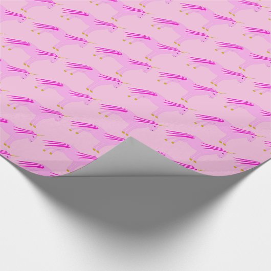 Hübsch Pink Baby Girl Unicorn Gemustert Geschenkpapier (Ecke)