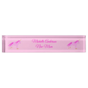 Hübsch Pink Baby Girl Unicorn Junge Mutter Namensplakette