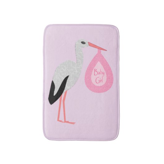 Hübsch Pink Baby Storch Badematte (Vorderseite Vertikal)